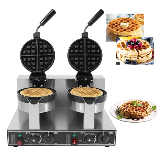 Commercial Double Waffle Maker 2400W Removable Plates