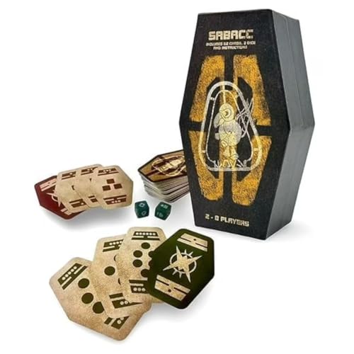 Sabacc Card Game Set Galaxys Oldest Card Game 62 Playing Cards with 2 Dice Black and Gold Coffin Box 2-8 Players Age13+