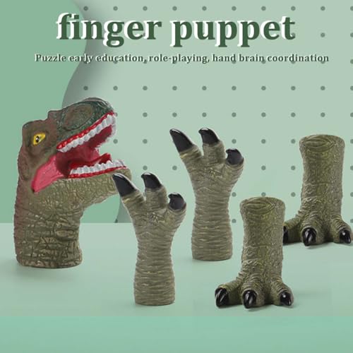 Dinosaurier Fingerpuppe, 5 STK Mini Gummi Tier Fingerpuppen, Cartoon kleine Handpuppe Spielzeug, Spielhandschuh für Kinder, Dinosaurier Spielzeug Tier Handpuppen, Fingerpuppen Set