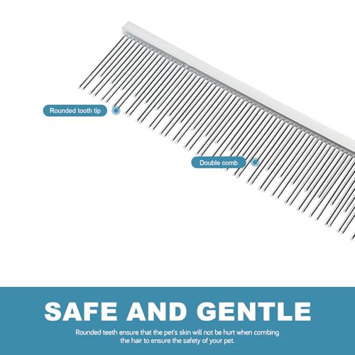 Image of 4.6 Inches Stainless Steel Pet Comb for Dogs & Cats, Metal Detangling Grooming Tool for Long & Short Haired Pets, Anti-Static Cat Comb with Rounded Teeth for Matted Fur Removal & Shedding Control
