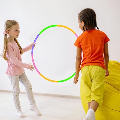 2 STK Hula Hoop Reifen Kinder, Abnehmbares Hullahub Reifen für Kinder, Kunststoff Hulahoopreifen für Kinders Jungen Mädchen, Hoola Hoops für Fitness Sport Gymnastikreifen Kinders 4 Jahre Erwachsene