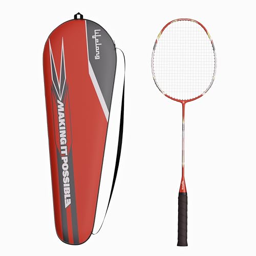 Image of Lifelong Full Carbon Badminton Racket for Men & Women| 82g Lightweight Badminton Racket for Beginner & Intermediate Players | 30 lbs Tension, Carbon Shaft | Racket Cover Included
