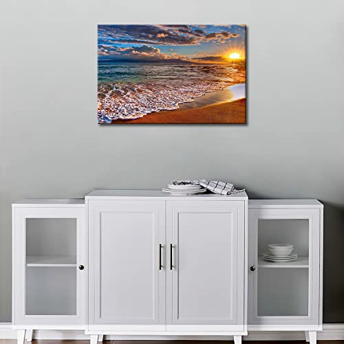 Wall Art Painting Beach Sunrise White Wave Prints On Canvas The Picture Seascape Pictures Oil For Home Modern Decoration Print Decor For Items #TOP4