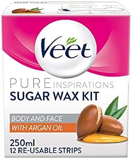 Veet Pure Inspirations Hair Removal Sugar Wax Kit Argan Oil 250ml, 250 Millilitre
