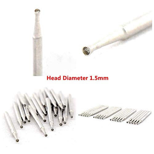 JINGLING Diamond Grinding Head 1.5mm Spherical CONCAVE Jade Carving Burrs 30Pcs