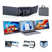 Yinker 15.6 FHD Triple Screen Laptop Erweiterung Laptop Screen Extender EIN-Kabel-Verbindung für 11’’-16’’ Laptops 360° drehbar & faltbar für Arbeit, Reisen, Gaming