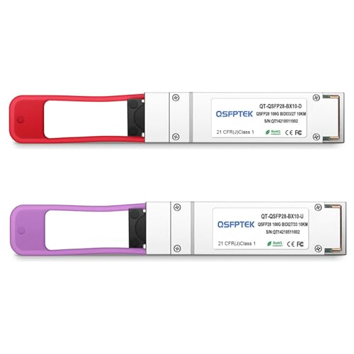 Image of QSFPTEK 100GBASE-BX10 BiDi QSFP28 Module, 100gbe Optical Ethernet Transceiver, 10km DDM LC SMF Compatible for Cisco QSFP28-100G-BX10-D(1271nm-TX /1331nm-RX) / QSFP28-100G-BX10-U(1271nm-TX /1331nm-RX)
