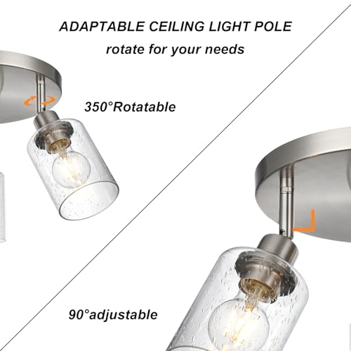 Image of 3 Light Contemporary Track Lighting Kit Brushed Nickel Round Ceiling Spot Lighting with Adjustable Light Heads, Modern Kitchen Track Light Fixtures for Kitchen Living Room Bedroom