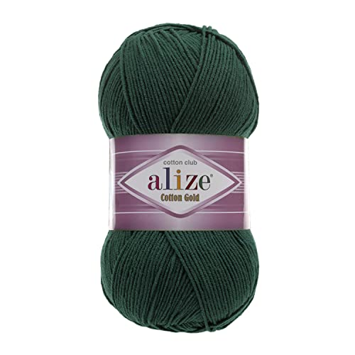Image of 55% Cotton 45% Acrylic Alize Cotton Gold Yarn 1 Skein /Ball 100 gr 360 yds (426- Green)
