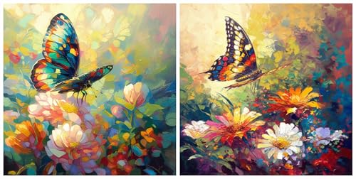 Diamond painting papillons pour sublimer votre salon avec un grand tableau 5D fait main