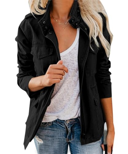 Veste anorak militaire femme avec fermeture éclair et boutons-pression pratiques
