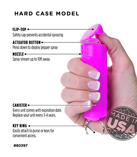 Mace Brand Maximum Strength Pepper Spray With Keyguard Hard Case (Hot Pink) – Accurate 10’ Powerful Pepper Spray, Flip Top Safety Cap, Leaves Uv Dye On Skin – Great For Self-Defense #TOP3