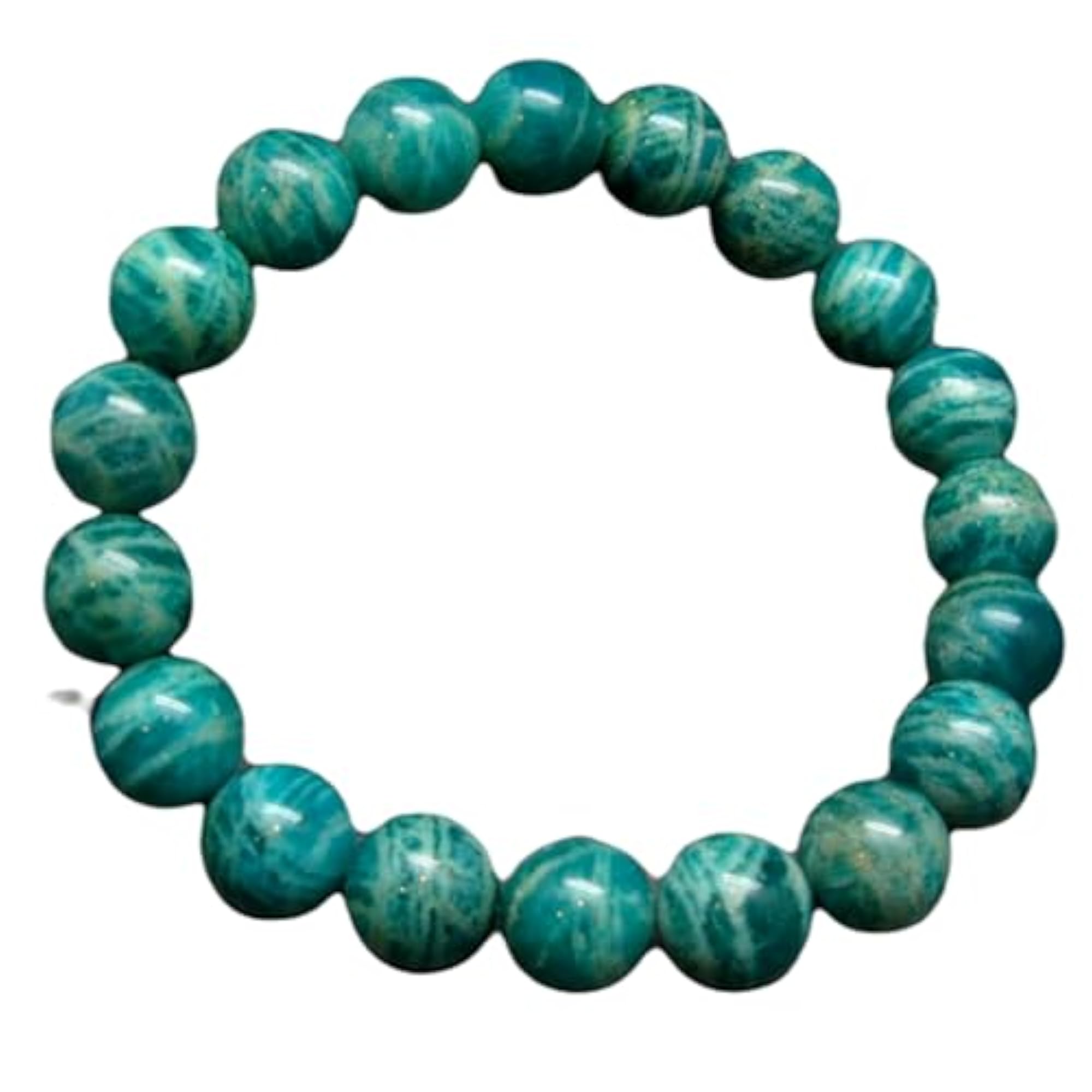 Unisex Natural Russian Amazonite 10mm Round Bead Stretchable Bracelet