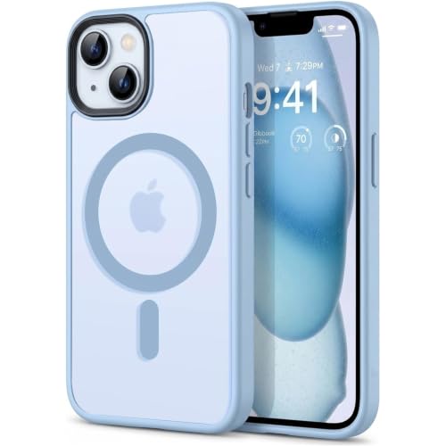 Image of VONZEE Magnetic Case Compatible with iPhone 15, MagSafe Compatible Translucent Matte TPU + Hard PC Back Cover, Anti-Scratch Shockproof Protective Phone Case, Slim Durable Design, Official Blue