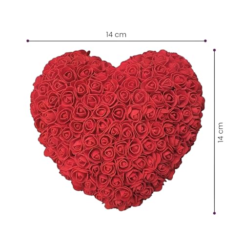DecorTwist® Heart-Shaped Rose Foam Flower Gift | Valentine's Day, Wedding, Anniversary, Christmas Decor | Romantic Love Simulation Flower for Girlfriend & Home Decoration (Red) 3 41meT6QqU0L