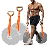 J Bryant Farmer Walk Handles with Reinforced Wooden Grip & Adjustable Heavy-Duty Straps Strength Training Carry Handles for Weight Plates Grip, Core & Endurance Workout Equipment