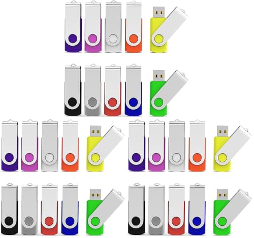 Image of Aiibe 10 Pieces 32GB USB Flash Drive 30 Pack USB 2.0 Memory Stick Thumbdrives (Mix Colors : Black Blue Red Green Orange White Yellow Pink Purple Silver)