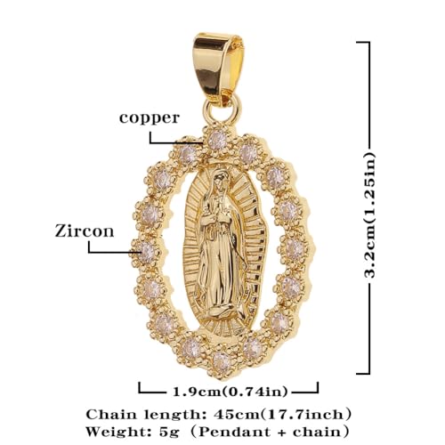 Close-up of Virgin Mary pendant