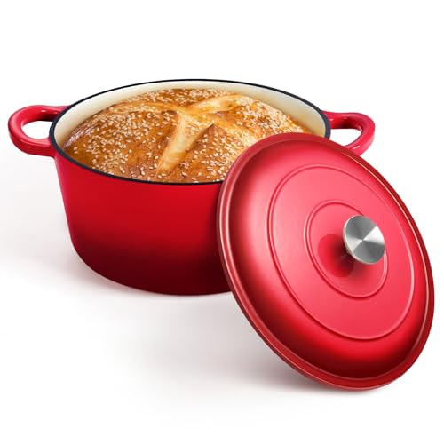 P&P CHEF 7QT Enameled Dutch Oven, Cast Iron Dutch Oven