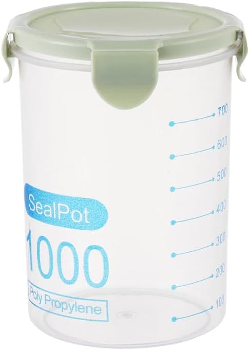 Joyzan Airtight Food Storage Container, Plastic Leak Proof Canisters Lids | Kitchen Pantry Organization Cereal Dispenser Flour Sugar Dry Food Spaghetti Pasta Beans Nut Baking Supplies Marker 1000ml