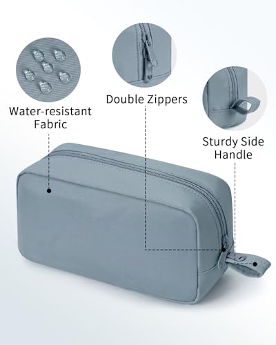 Image of Narwey Cute Makeup Bag Small Toiletry Bag Travel Cosmetic Bag Organizer Make Up Bags with Organized Pockets for Women (Greyish Blue, Large)