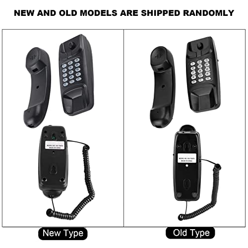 ASHATA Wandtelefon Schnurgebundes Telefon, Schnurtelefon Wand Schreibtisch Kompakttelefon,Festnetztelefon Analog Telefon mit Anrufstummschaltung/Flash-Funktion für Hause Büro Hotel (Schwarz)