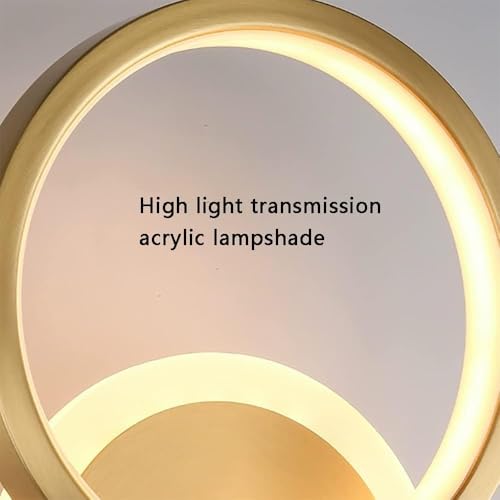 Image of Gold LED Wall Sconce Light, Luxury Circle Ring Design Wall Lamp,Indoor Decorative Light Fixture for Living Room, Bedroom, Hallway, Energy Efficient, Wall Mounted Lighting Fixture