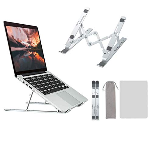 Coriver opvouwbare laptopstandaard met muismat, 7-niveaus hoeken verstelbare hoogte notebookhouder, draagbare aluminium laptopverhoger iPad tablethouder computerstandaard