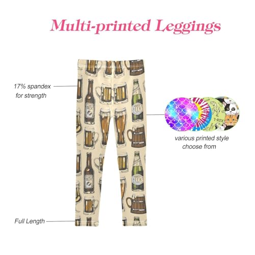 CaTaKu Girls Leggings Beer Vintage Bottle Leggings for Girls Kids Athletic Workout Yoga Pants Size 4-10T4