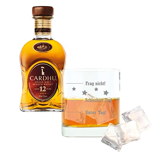 Whiskey 2er Set, Cardhu 12 Years / Jahre, Single Malt, Whisky, Scotch, Alkohol, Alokoholgetränk, Flasche, 40%, 700 ml, 715237, Geschenk zum Vatertag, mit graviertem Glas Cover