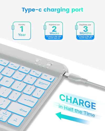 Image of typecase Folio Keyboard Case for iPad A16 (11th) & iPad 10th Gen 10.9 inch (2022), Magnetic Wireless Detachable Keyboard, 7-Color Premium Backlight, Thin & Light, Pencil Holder (Gray)