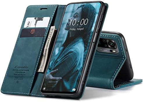 Chocoyi Leather Case for Xiaomi Redmi Note 10 4G/Note 10S, Protective PU Leather Wallet Case, Magnetic Closure, Card Slots, Stand Function - Coffee