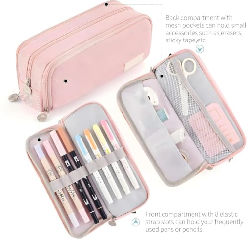 Image of Kawaii Cute Aesthetic Pencil Case for Girls & Boys | 3 Layer 6 Compartment Large Capacity Pencil Pouch with Zipper | Cartoon Stationery Organizer Bag for Students & Kids