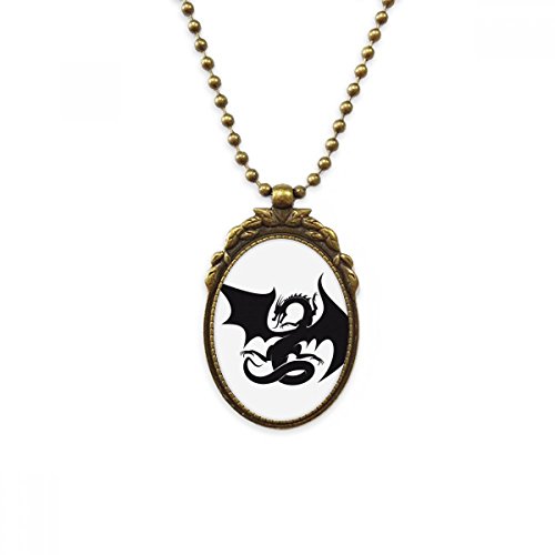 Collier dragon laiton antique, pendentif vintage au design artistique d'exception