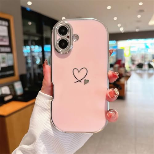 Coque en silicone rose avec motif cœur pour iPhone 14 Pro