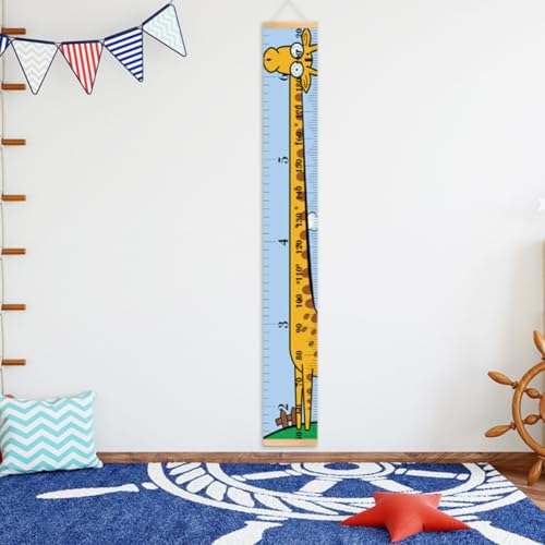 Medidor de madera infantil desmontable con escala precisa de jirafa animada 4