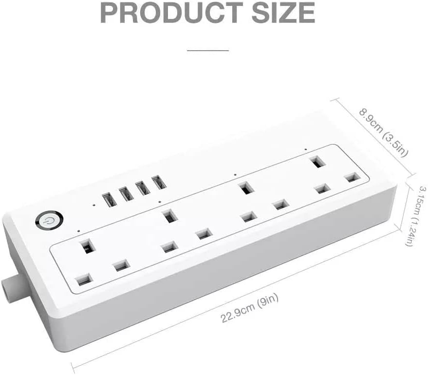 EXCALIBUR - WiFi Wireless UK Smart Plug Socket Extension Lead USB For Alexa Google Home Nest