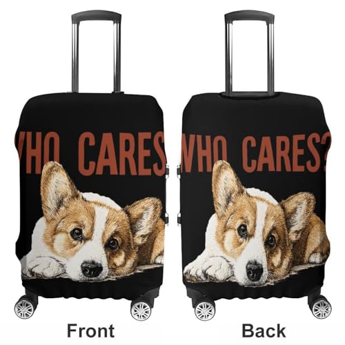 Corgi Dog Who Cares Luggage Covers Washable Travel Suitcase Cover Elastic Baggage Protector3