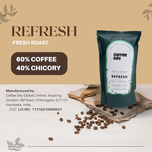 Image of Cafe Coffee Day - Refresh 200 Gms | Filter 60% Coffee & 40% Chicory, Medium To Dark Roast | South Indian Filter | Freshly Roasted Ground - Bag