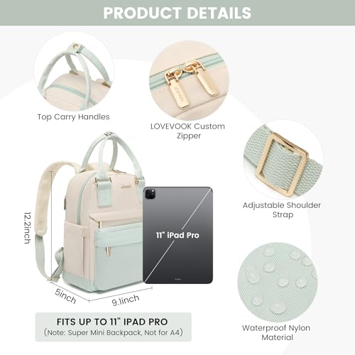 Image of LOVEVOOK Mini Backpack for Women Stylish Waterproof Backpack Purse with USB Port, Cute Daypack for College Travel Party