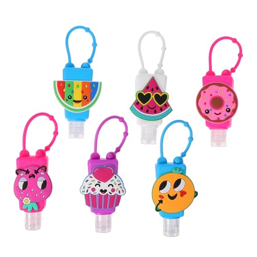 GANAZONO 6 piezas Botellitas Pequeñas de Viaje con Dispensador y Funda de Silicona con Gancho Colgante para Líquidos Champú Gel y Jabón Seguro y Duradero para Portátil Color Aleatorio