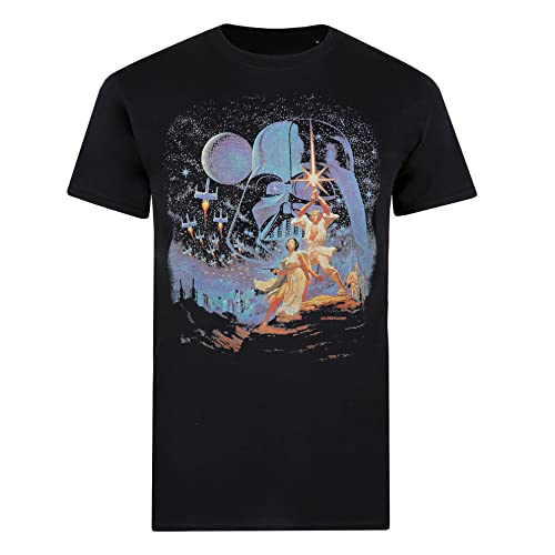 Cotton Soul Star Wars Retro Poster Herren T-Shirt, Schwarz , L Cover