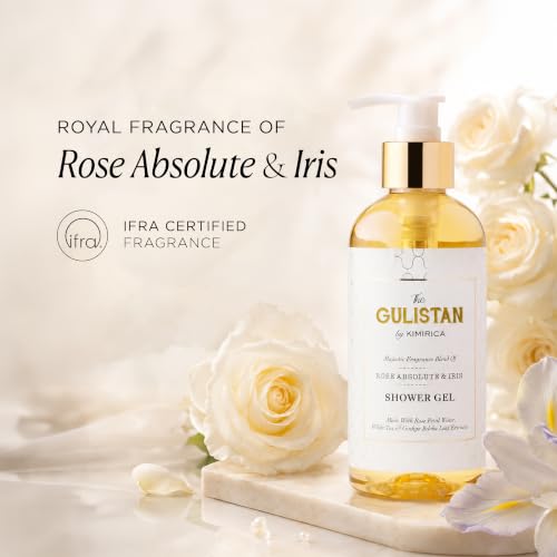 Image of Kimirica The Gulistan Shower Gel Bottle, 100% Vegan and Paraben Free with Goodness of Rose Water, White Tea and Ginkgo Biloba, 300ml 100% Vegan (Rose Absolute & Iris, 300ml)