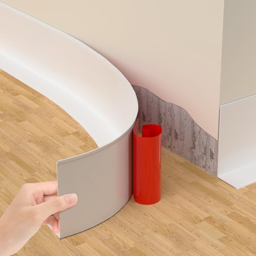 Flexible Sockelleiste Selbstklebend Weiß (12m) – 7cm Pvc Fußleiste Und Knickleiste Für Bad, Küche, Unebene Wände – Wasserdichter Wandabschluss Ohne Bohren (Inkl. Rakel) – Weichsockelleiste 50x20mm