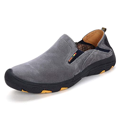 Eliogn Men's Hiking Shoes Comfortable Slip-on Loafers Outdoor Non-Slip Casual Sports Shoes for Men Walking Shoes Grey 39