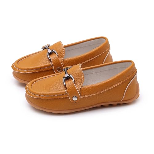 Image of SOFMUO Boys Girls Leather Loafers Slip-On Oxford Flats Boat Dress Schooling Daily Walking Shoes(Toddler /Little Kids)