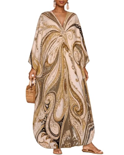 Image of Bsubseach Moo Moos for Women Batwing Sleeve Kaftan Dresses with Pockets