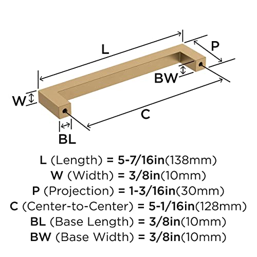 Image of Amerock | Cabinet Pull | Champagne Bronze | 5-1 /16 inch (128 mm) Center-to-Center | Monument | 2 Pack | Drawer Pull | Cabinet Handle | Cabinet Hardware