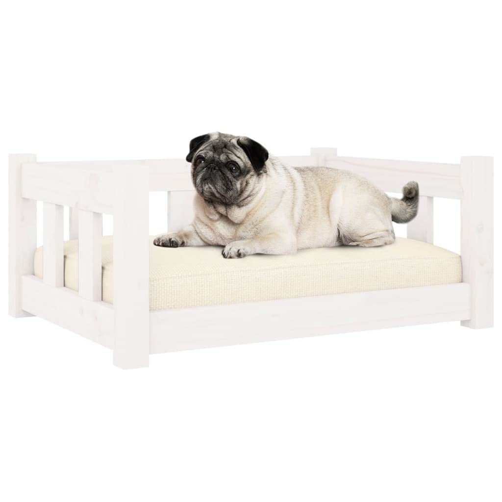 Cuccia per cani in legno di pino massiccio, 65,5 x 50,5 x 28 cm, con cuscino antiscivolo e comodo posto per dormire, per cuccioli, anziani, per animali domestici in soggiorno o in viaggio