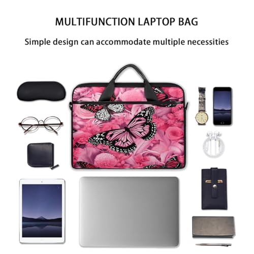Funda para portátil de 15 pulgadas con diseño de mariposa y flor rosa, maletín delgado para negocios, bolso mensajero para mujeres y hombres, funda para computadora portátil para trabajo, oficina y viajes miniatura 7